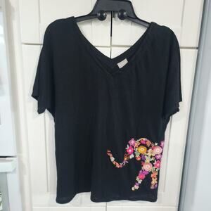 CHICO linen black elephant embroidered size 0 (chico size)
